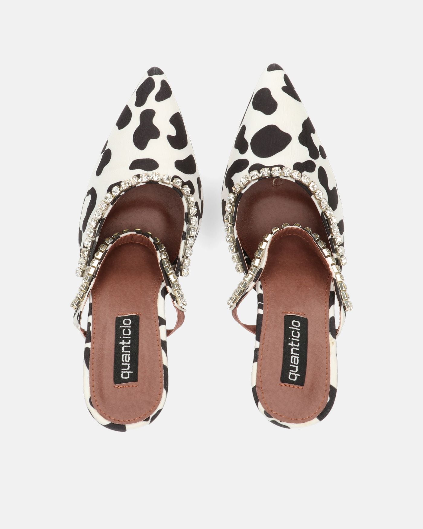 PERAL - scarpa con tacco in leopardato bianconero con gemme