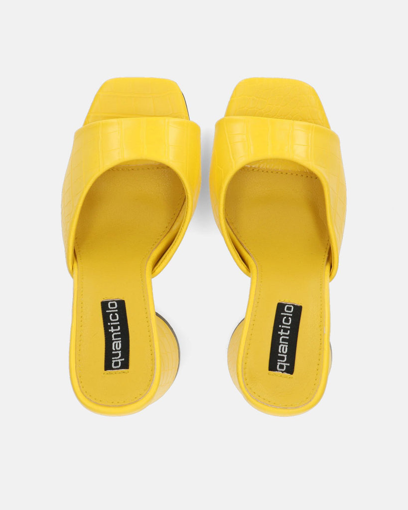 KYSHAN - sandali in giallo coccodrillo con tacco a cono