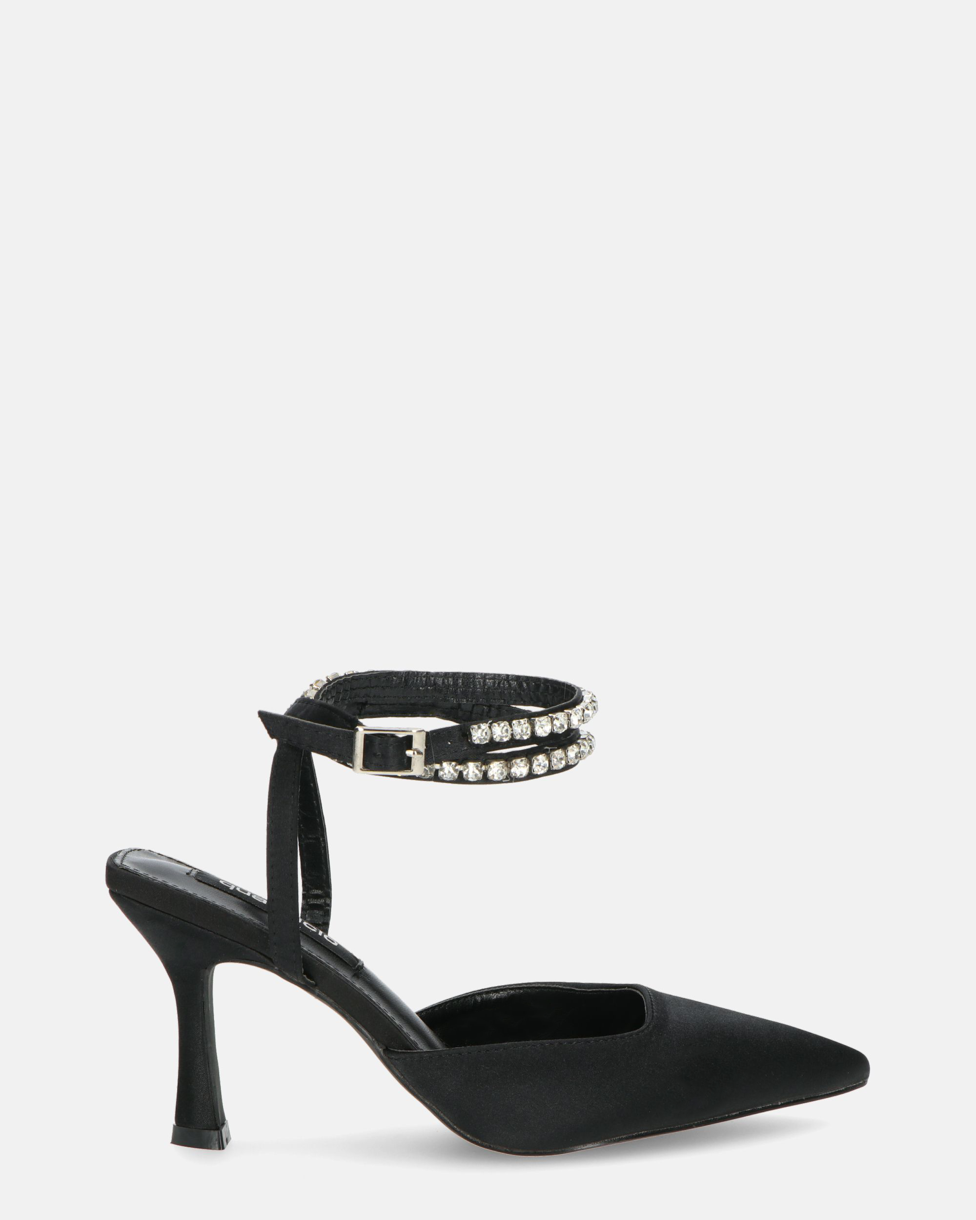DORIS - scarpe con tacco il lycra nero e gemme sul cinturino