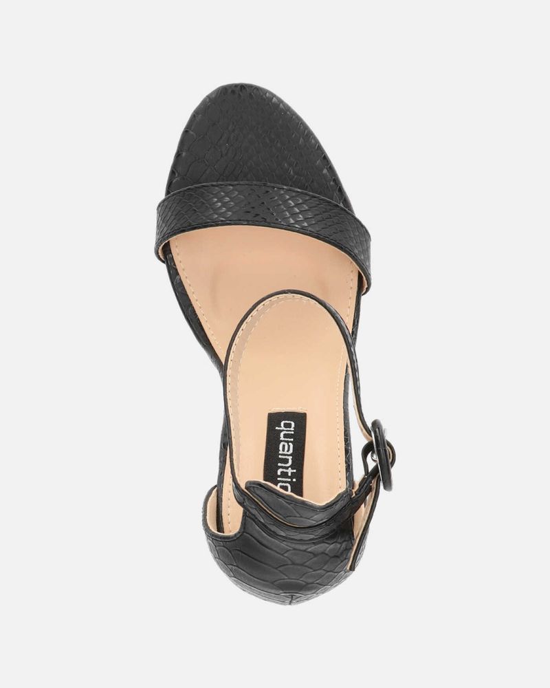 SELENE - sandalo con tacco in pitonato nero
