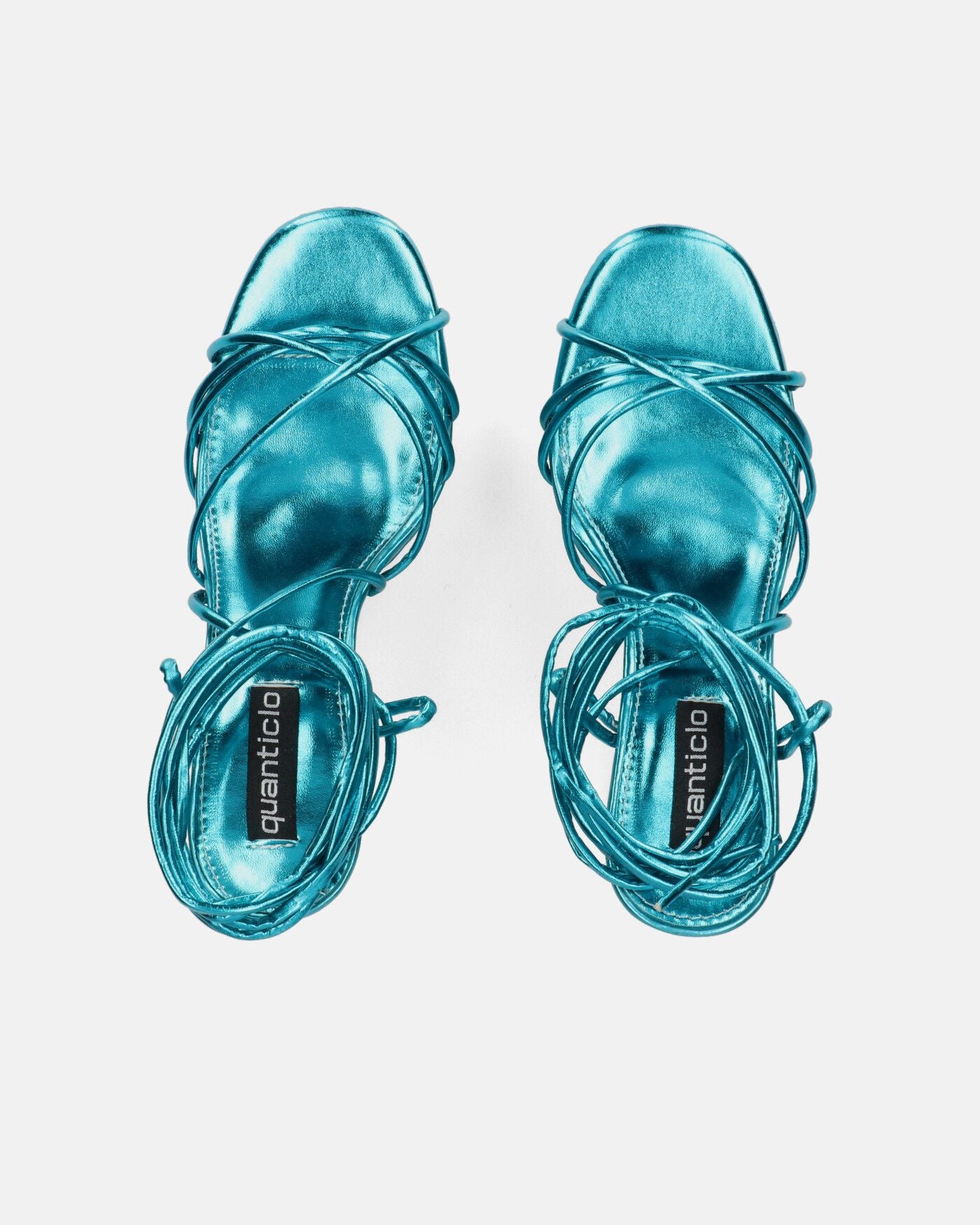 HEATHER - sandali platform in glassy blu elettrico con tacco alto