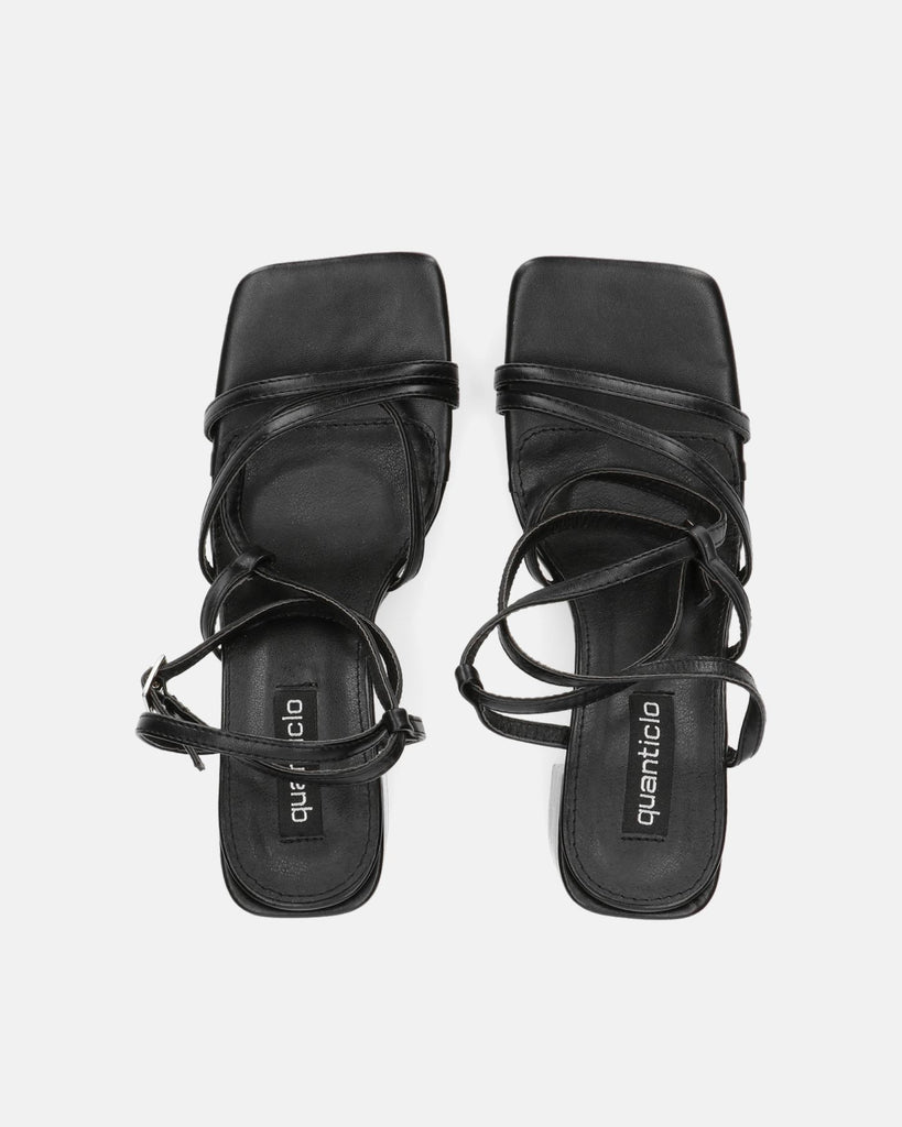 OKSANA - sandali con tacco e cinturino in ecopelle nera