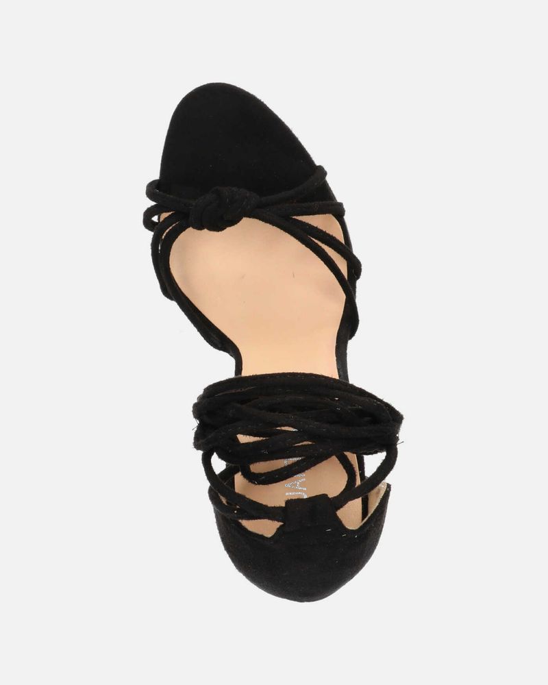EMMA - sandalo con tacco e lacci in camoscio nero