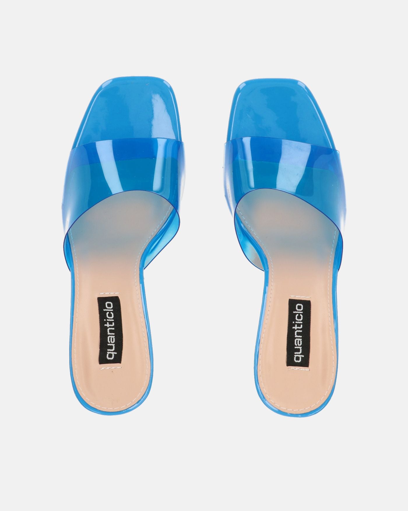 FIAMMA - sandalo con tacco in perspex blu con suola beige