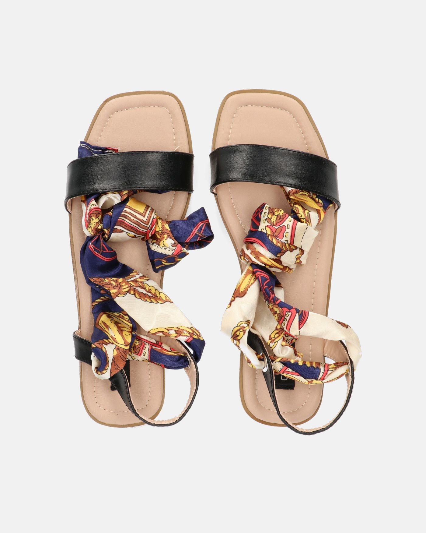 ARIANA - sandali neri con lacci in stile foulard