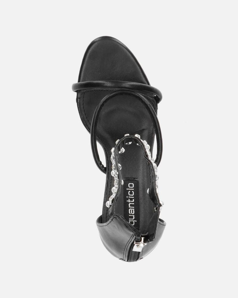 ALISIA - sandali con tacco in ecopelle nera con decorazioni