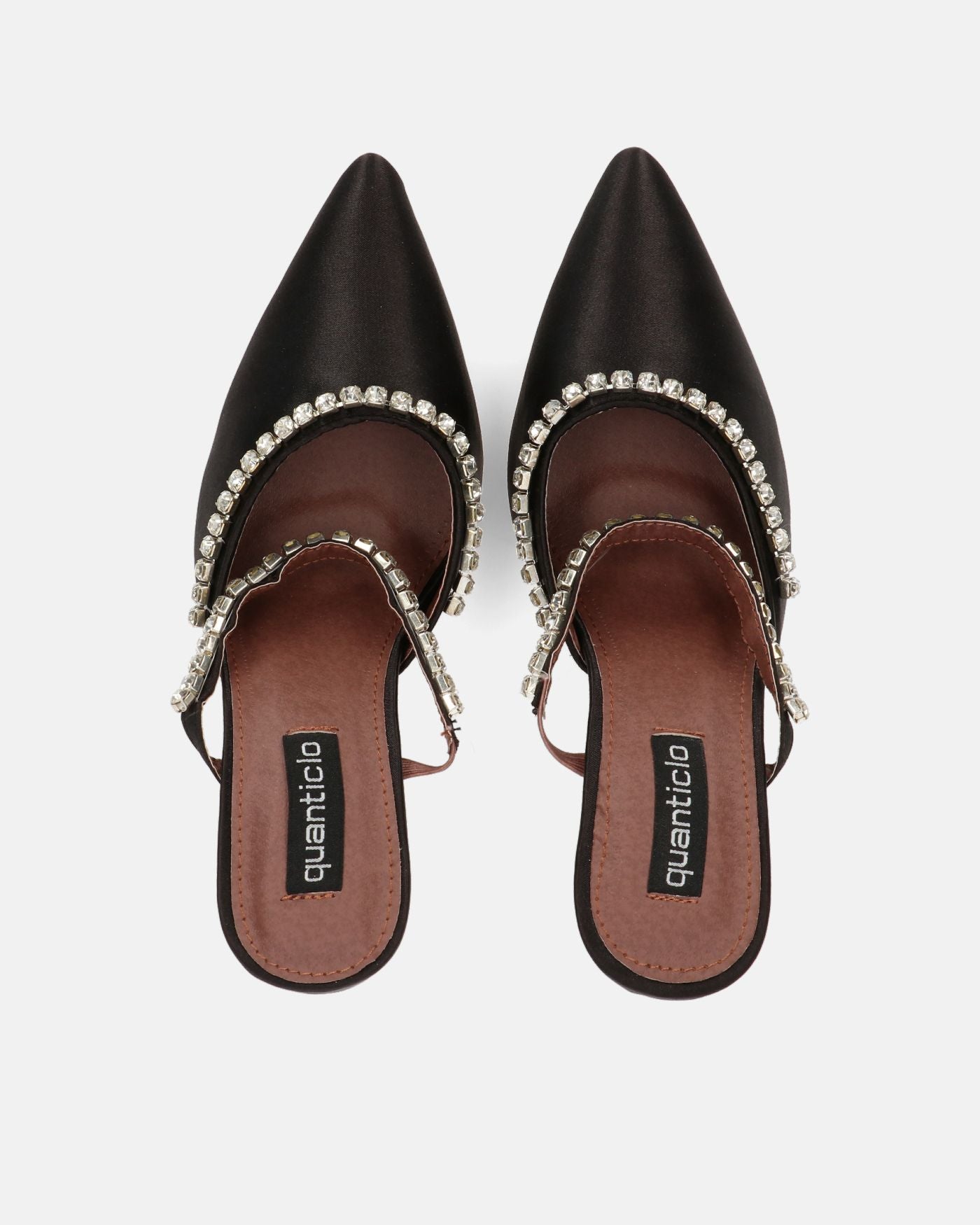PERAL - scarpa con tacco in nero lycra con gemme