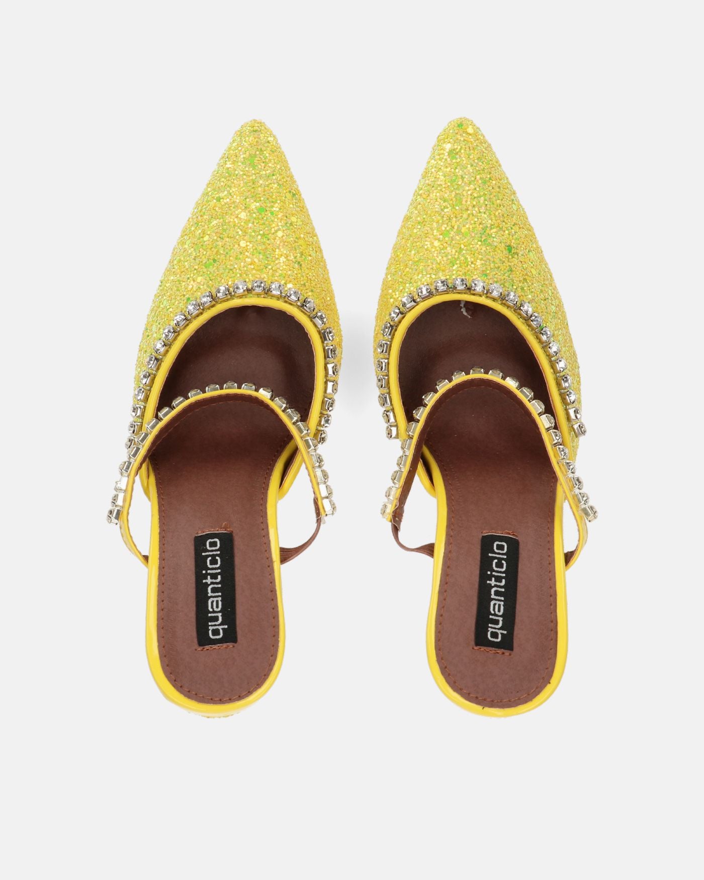 PERAL - scarpa con tacco in glitter giallo con gemme