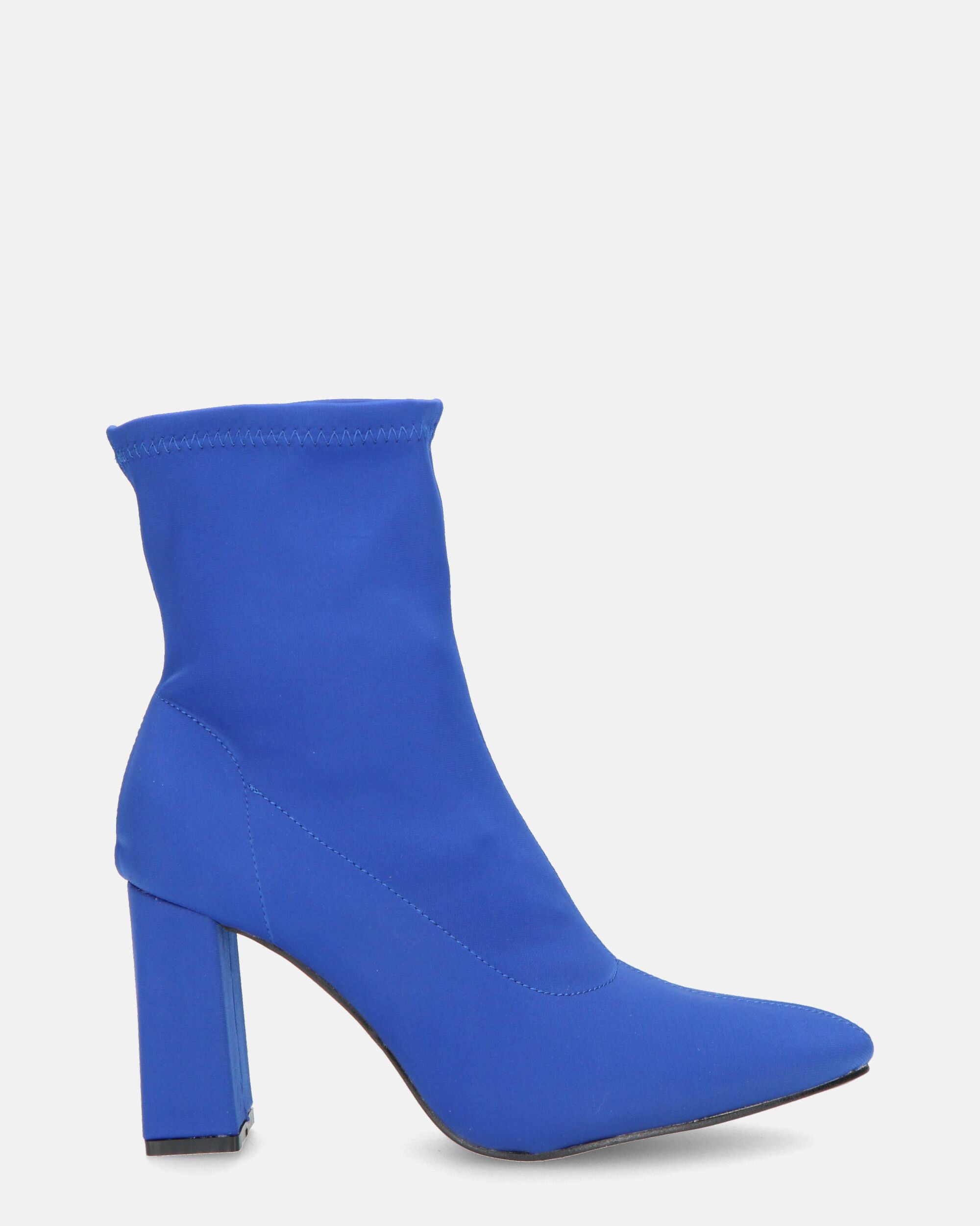 MARGOT - stivaletti in lycra blu con tacco