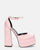 DELANEY - décolleté rosa in raso, tacco alto e doppio plateau