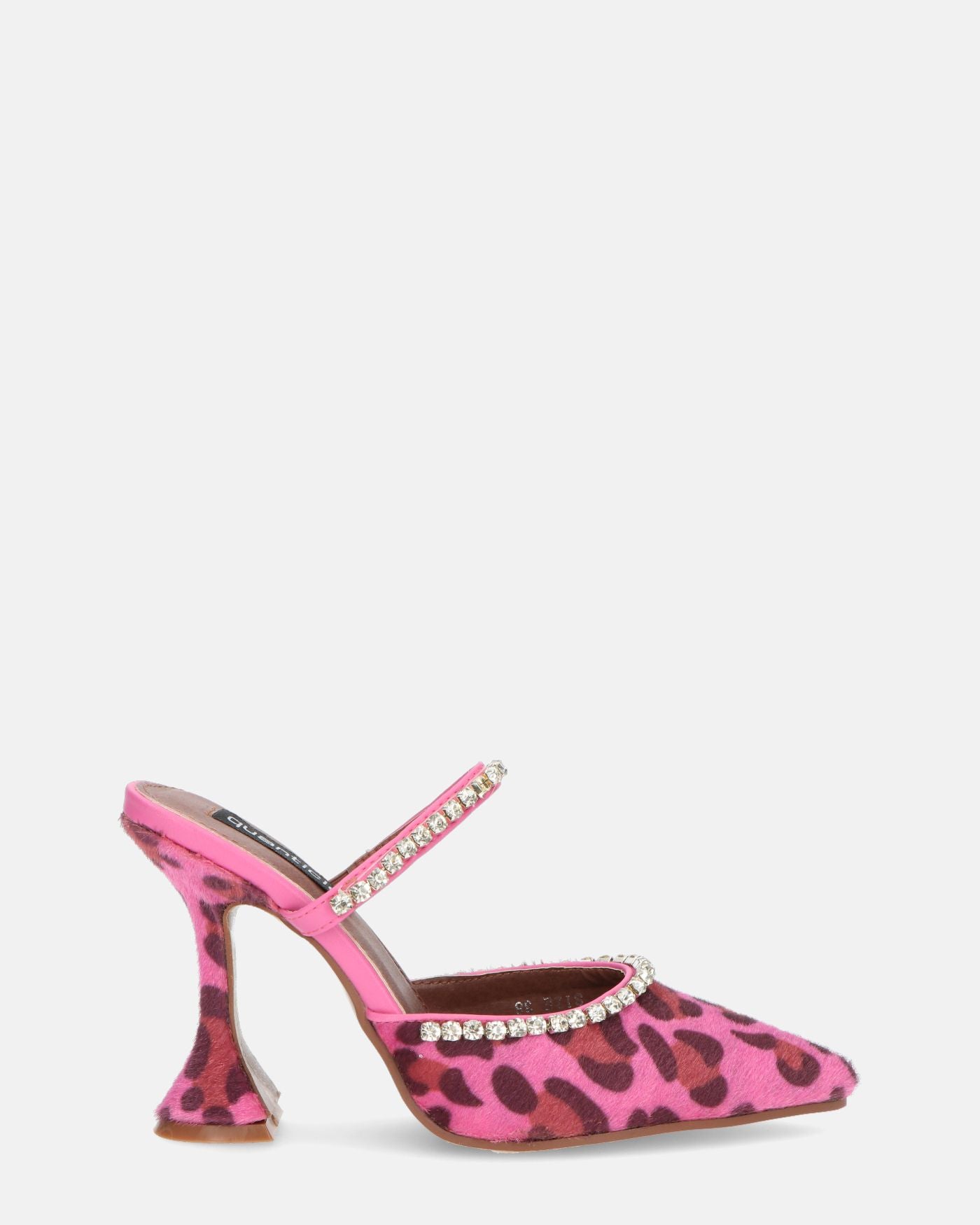 PERAL - scarpa con tacco in leopardato rosa con gemme