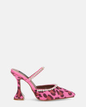 PERAL - scarpa con tacco in leopardato rosa con gemme