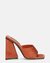 KAMELYA - sandali con tacco squadrato in lycra color rame