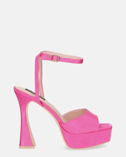 MARZIA - escarpins à talon carré en lycra fuchsia avec bride