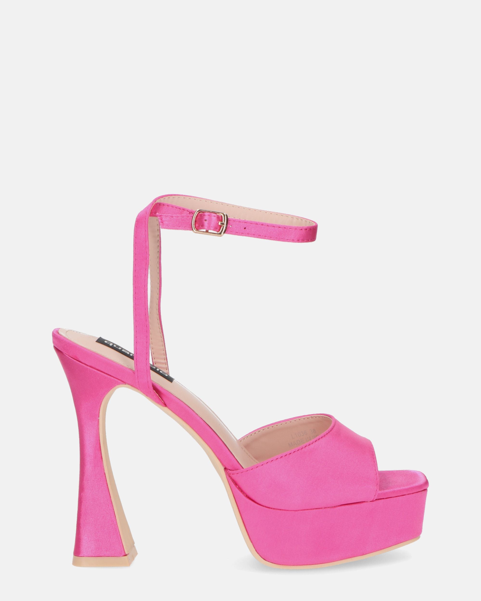 MARZIA - escarpins à talon carré en lycra fuchsia avec bride