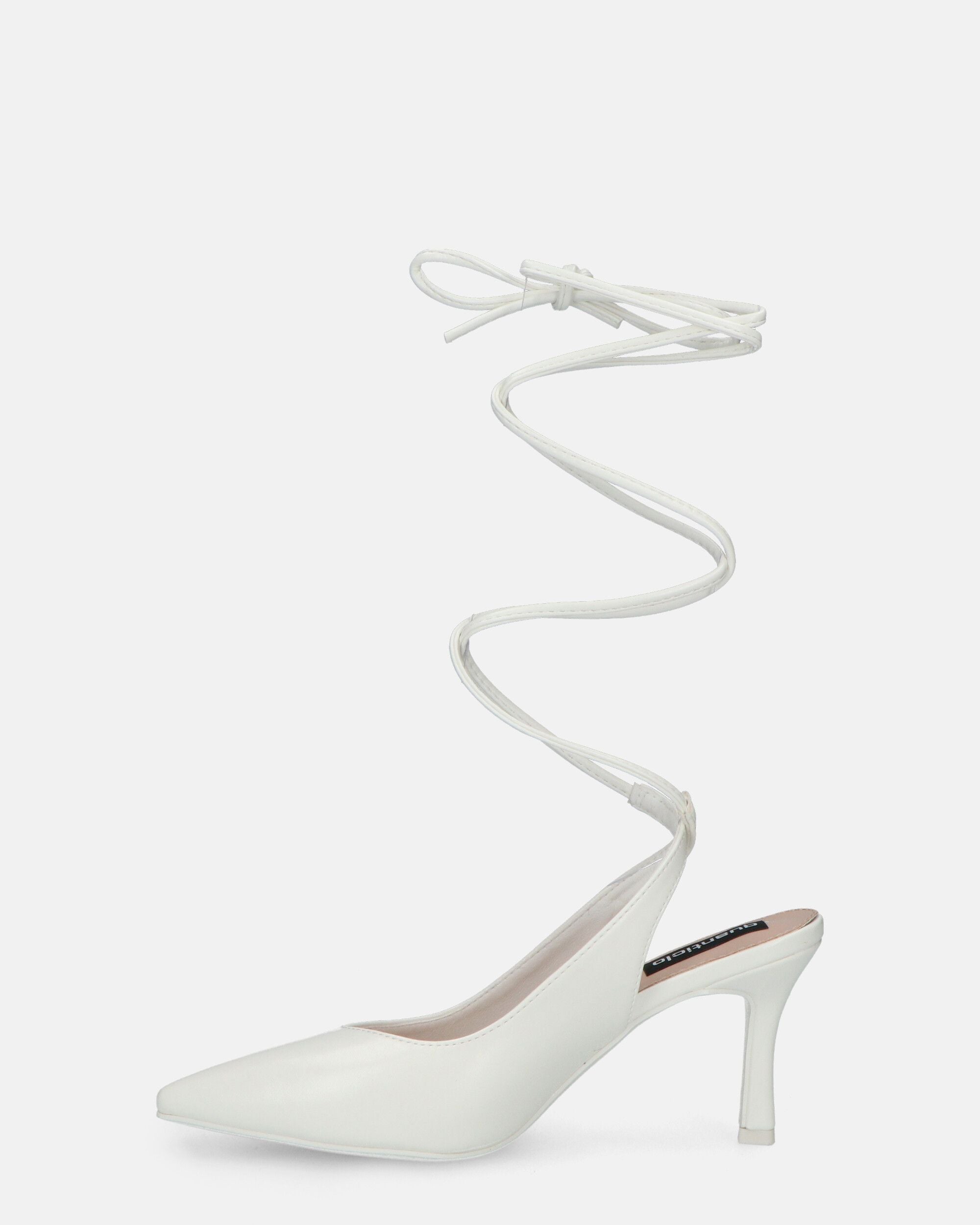DOROTY - tacchi a spillo in ecopelle bianca con lacci
