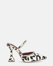 PERAL - scarpa con tacco in leopardato bianconero con gemme