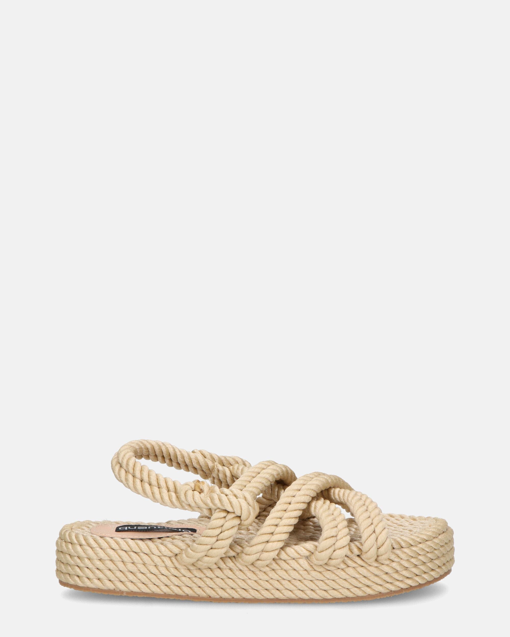 MARIYA - sandali di corda intrecciata beige