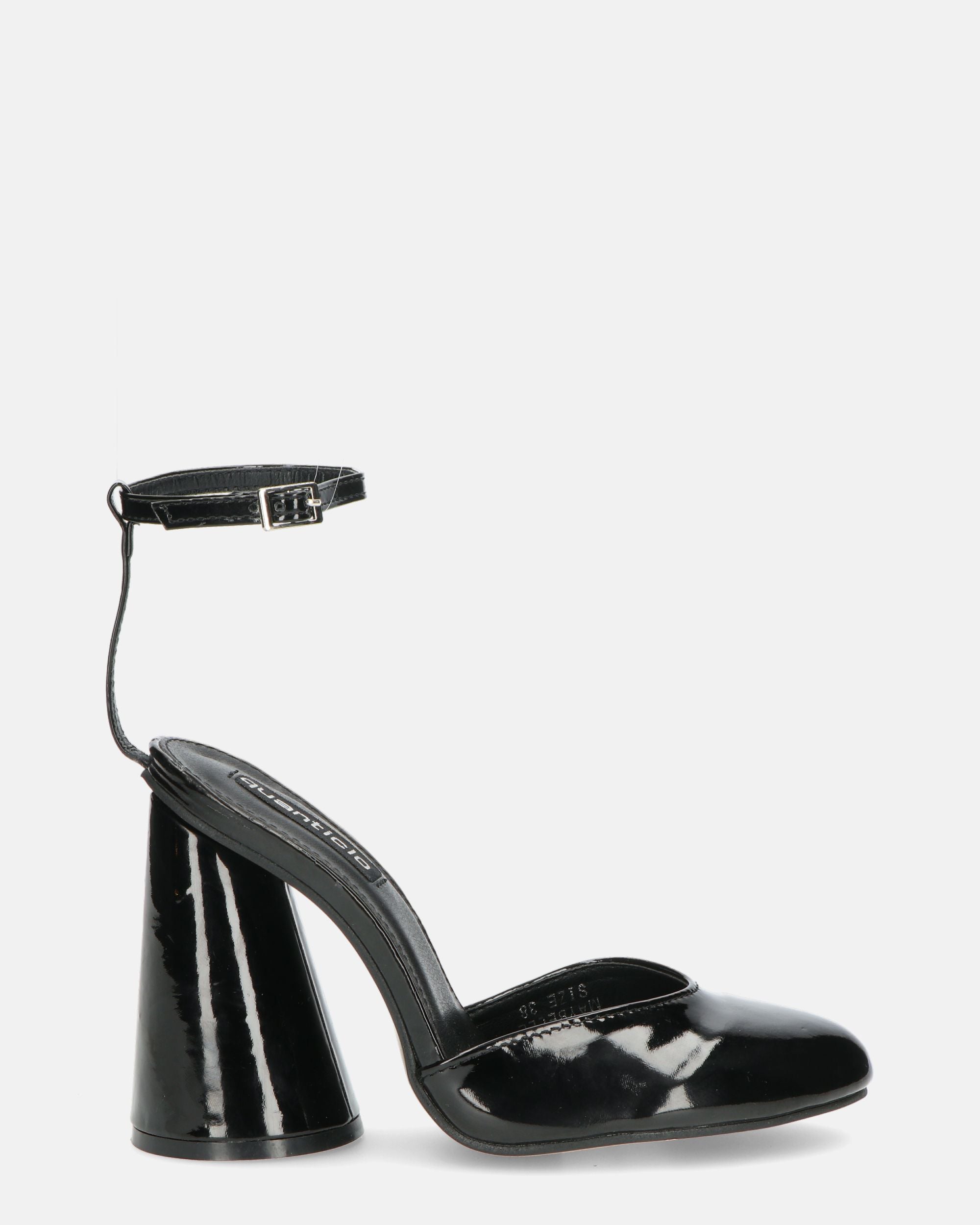 MAYBELLE - sandali in glassy nero con tacco cilindrico
