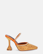 PERAL - scarpa con tacco in glitter arancio con gemme