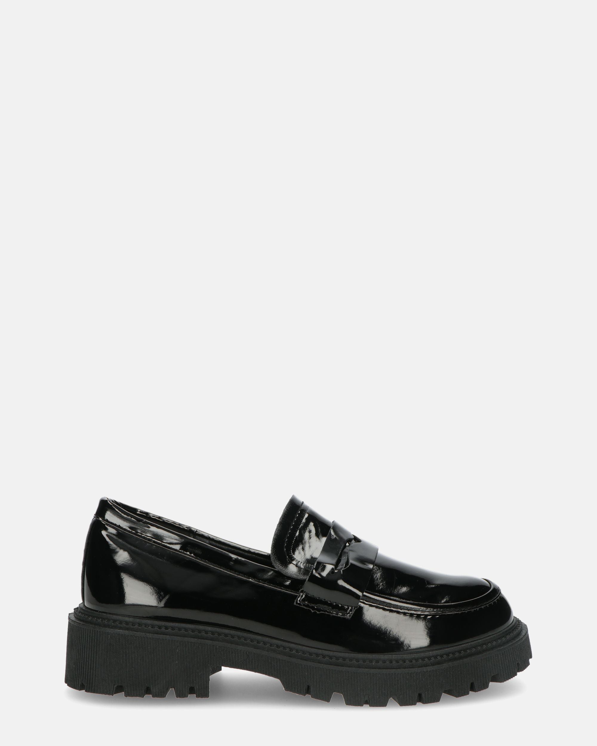 MINNIE - scarpe basse in glassy nero con tacco