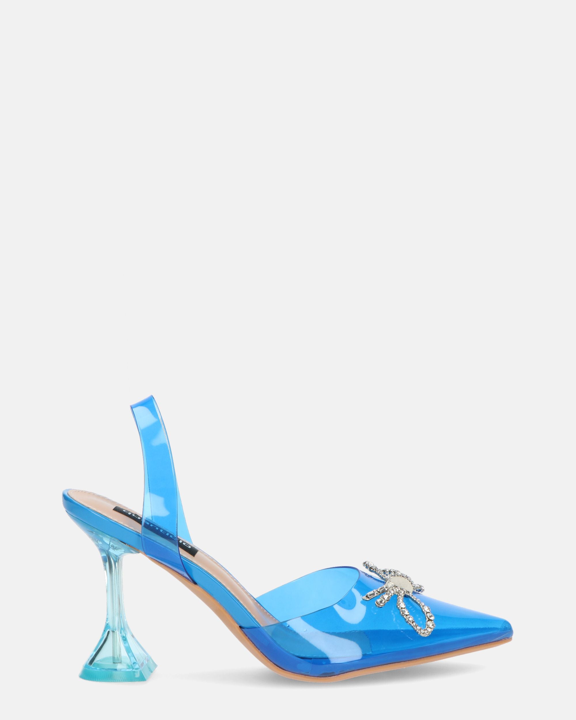 CONSUELO - tacchi in perspex blu con decorazioni in punta