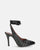 SUZIE - tacco a spillo in nero con lacci ed ecopelle imbottita