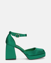VIDA - scarpe con tacco squadrato in satin verde