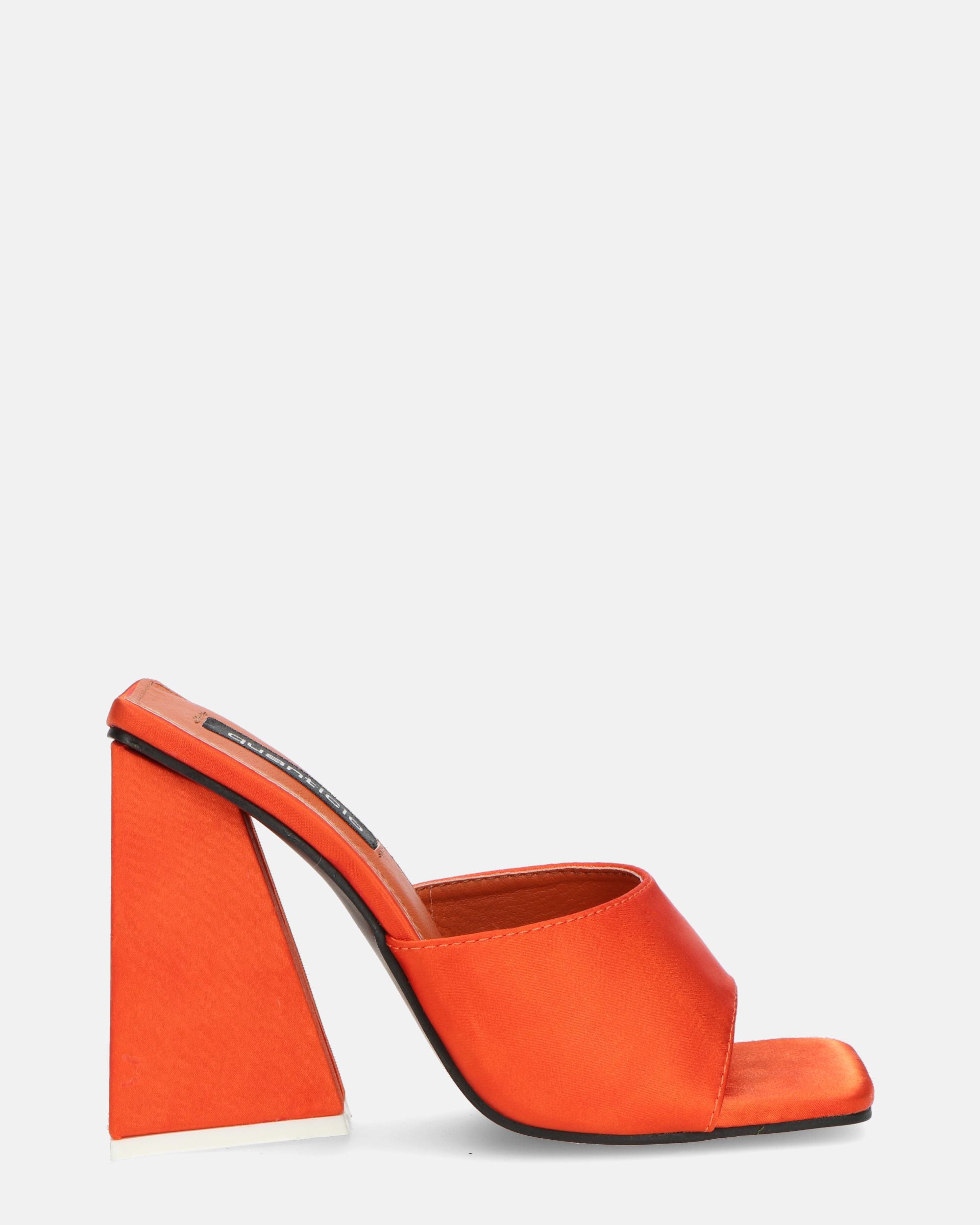 KAMELYA - escarpins talon carré lycra orange