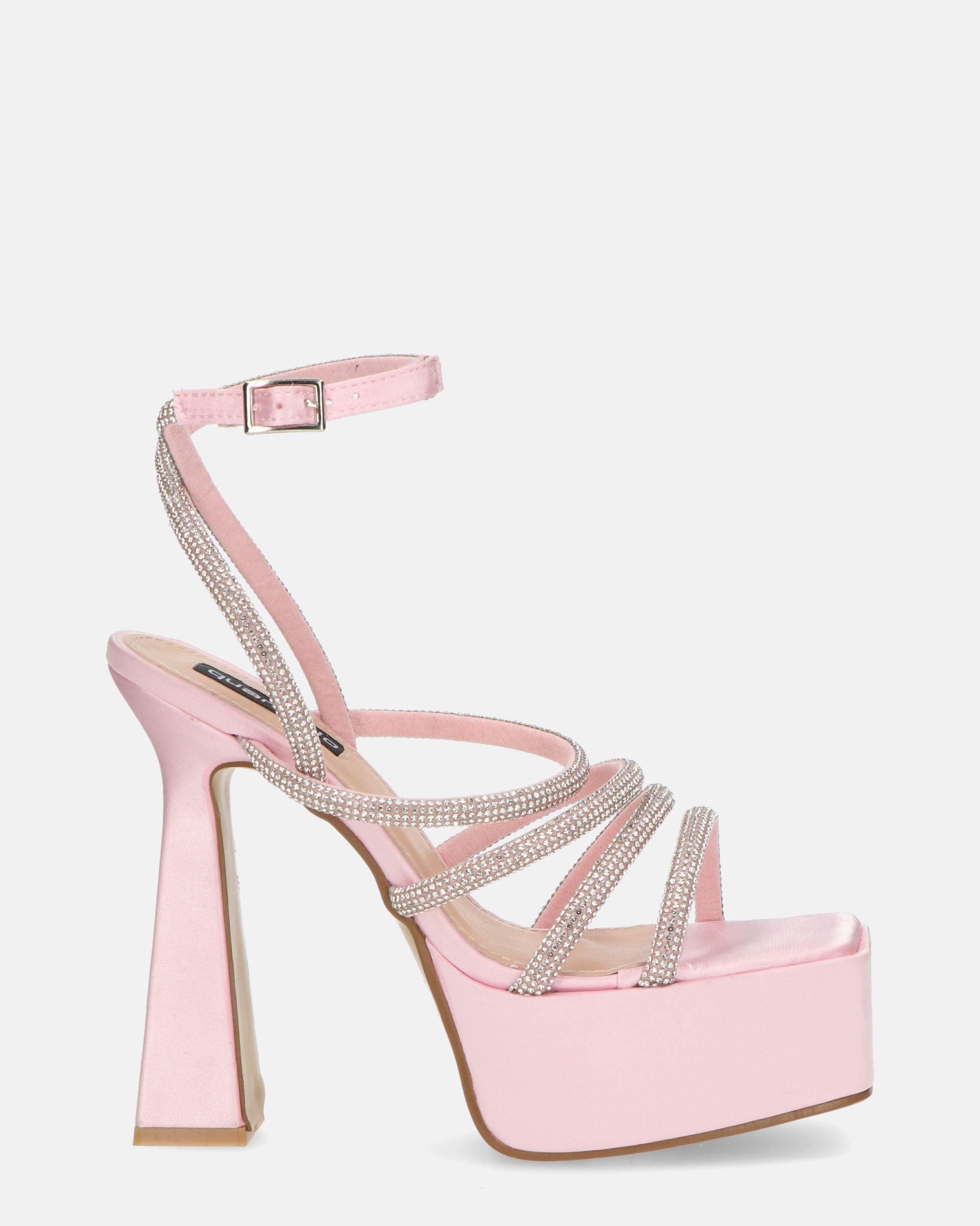 MADELYN - sandali in lycra rosa con gemme