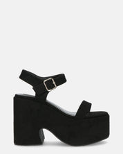 ALBA - tacco platform in camoscio nero