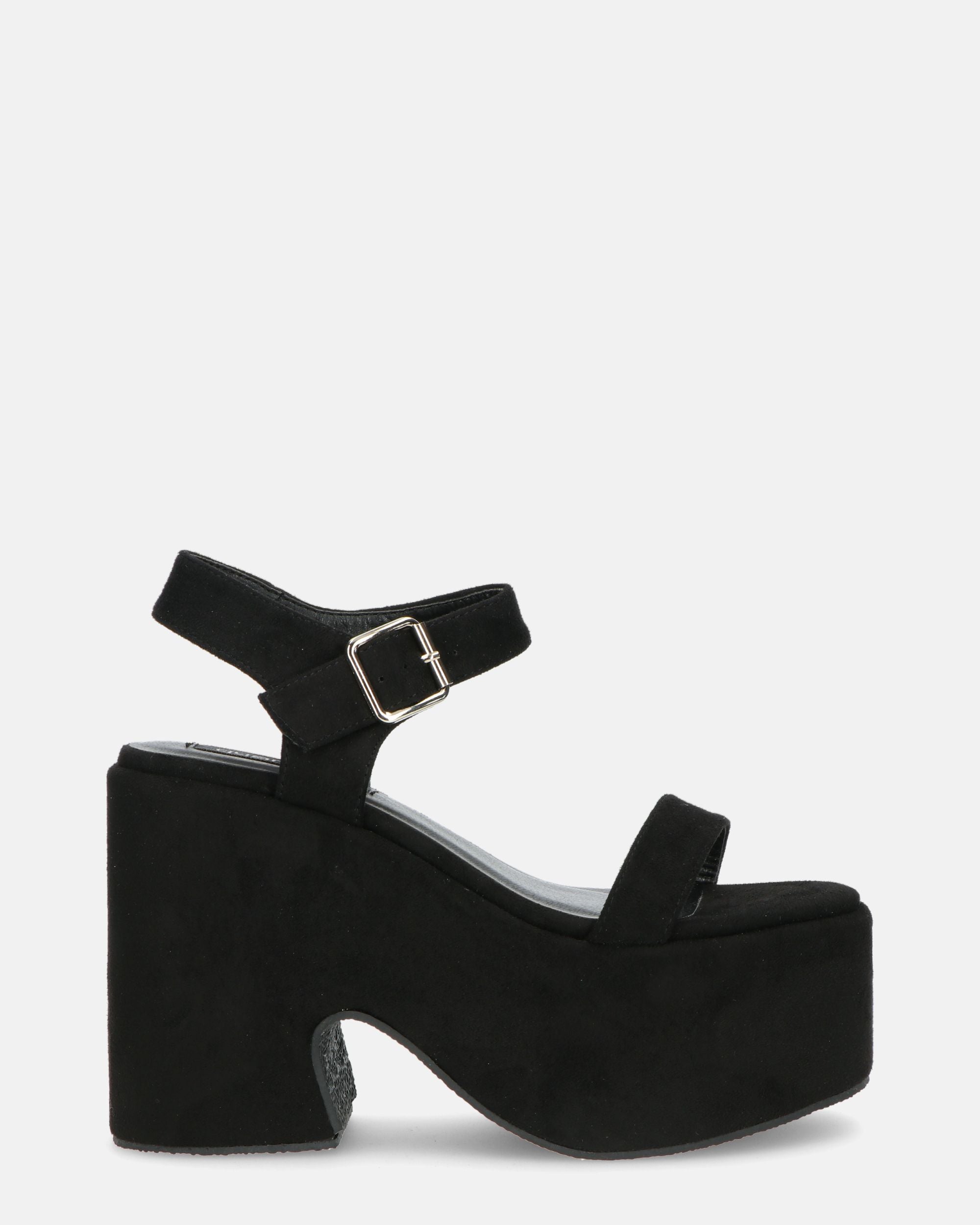 ALBA - tacco platform in camoscio nero