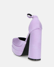 DELANEY - décolleté violetto in raso, tacco alto e doppio plateau