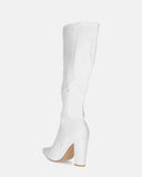 KSENIA - stivali alti con tacco in ecopelle bianca