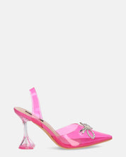 CONSUELO - tacchi in perspex fucsia con decorazioni in punta