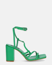OKSANA - sandali con tacco e cinturino in ecopelle verde