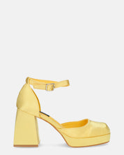 VIDA - scarpe con tacco squadrato in satin giallo