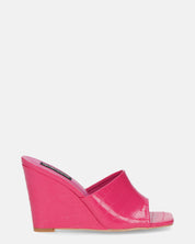 MARGHERITA - sandales compensées en glassy fuchsia crocodile