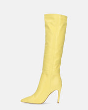 LOLY - stivale con tacco in pitonato giallo