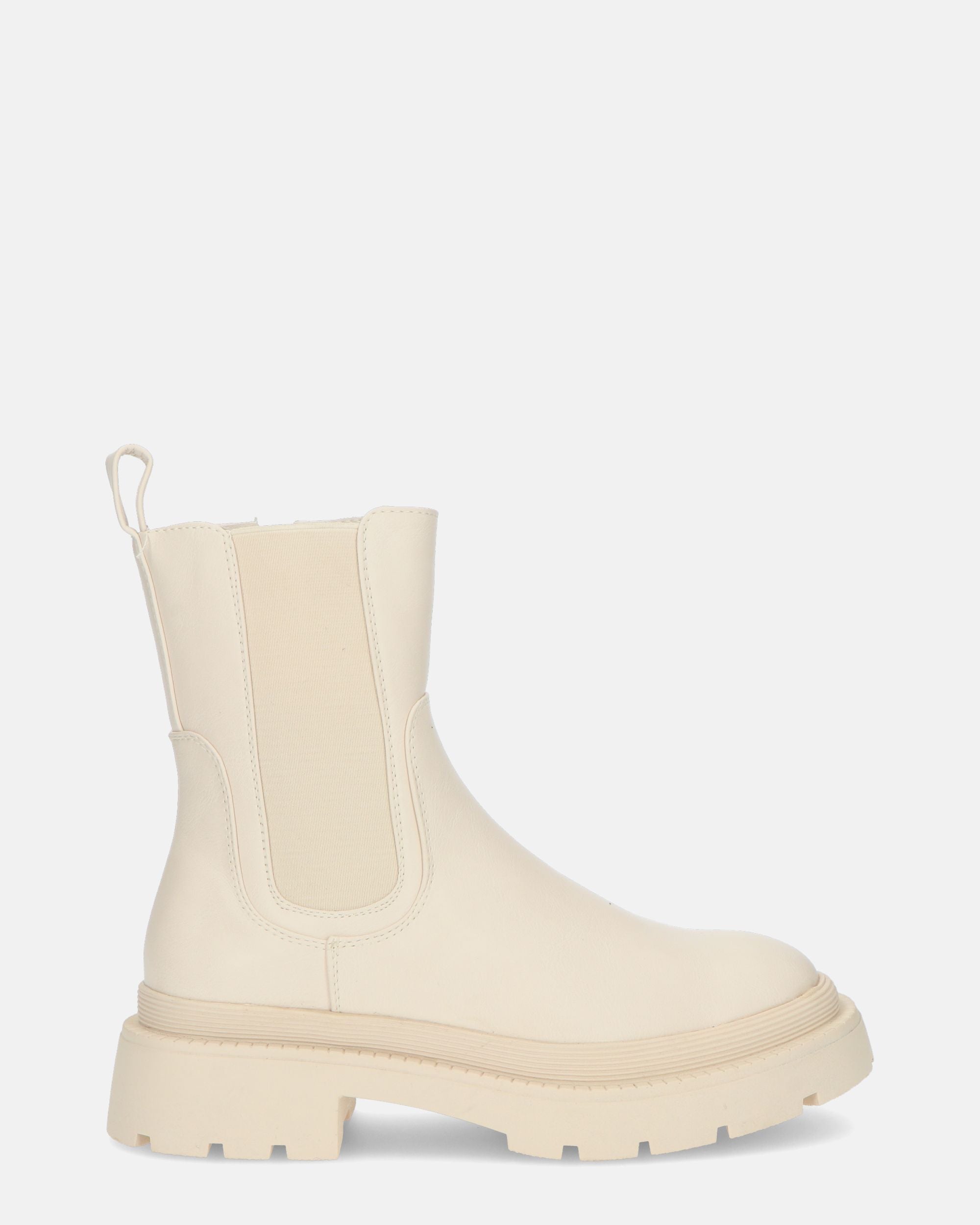 HELGA - stivaletti beige con tessuto elastico laterale