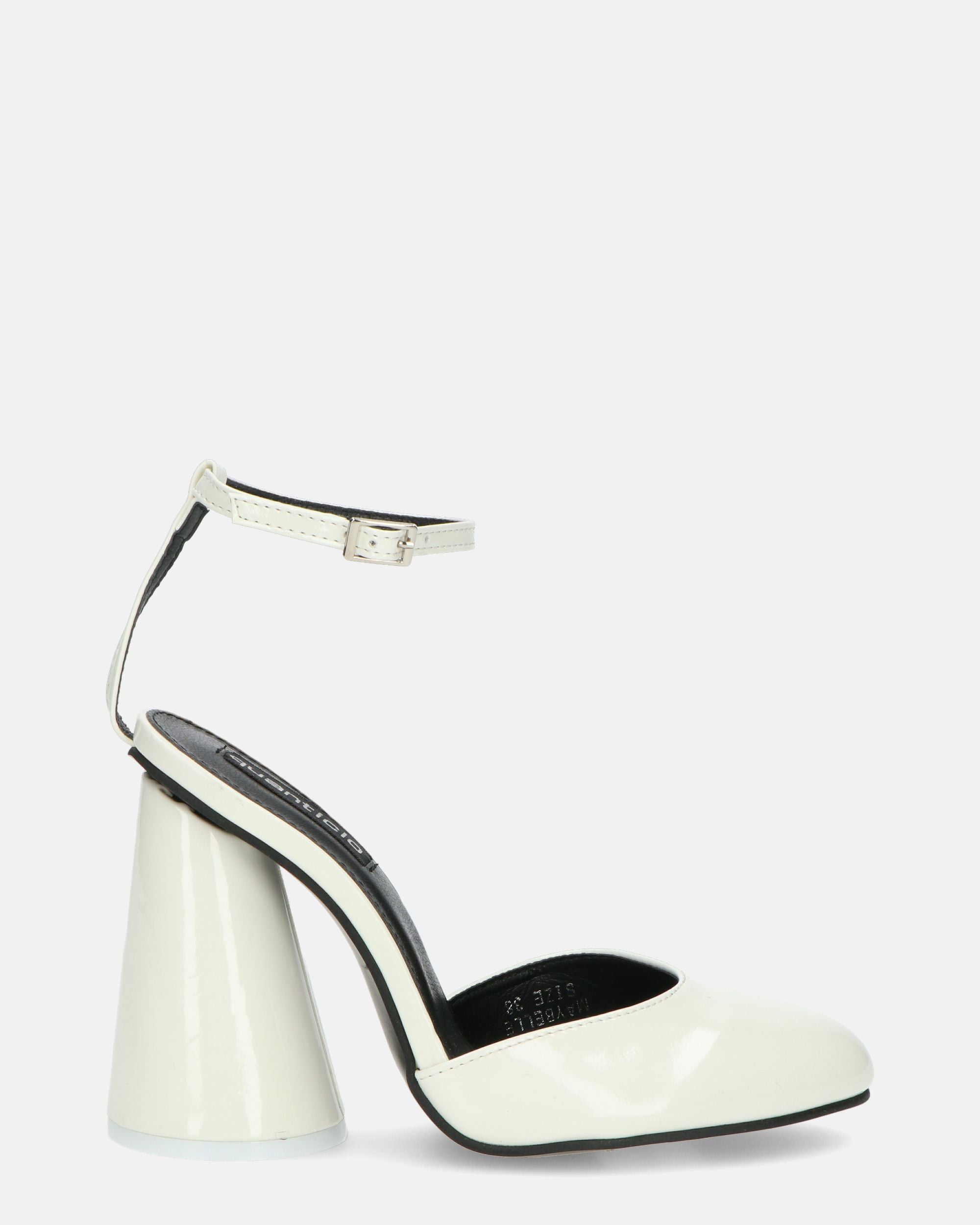 MAYBELLE - sandali in glassy bianco con tacco cilindrico
