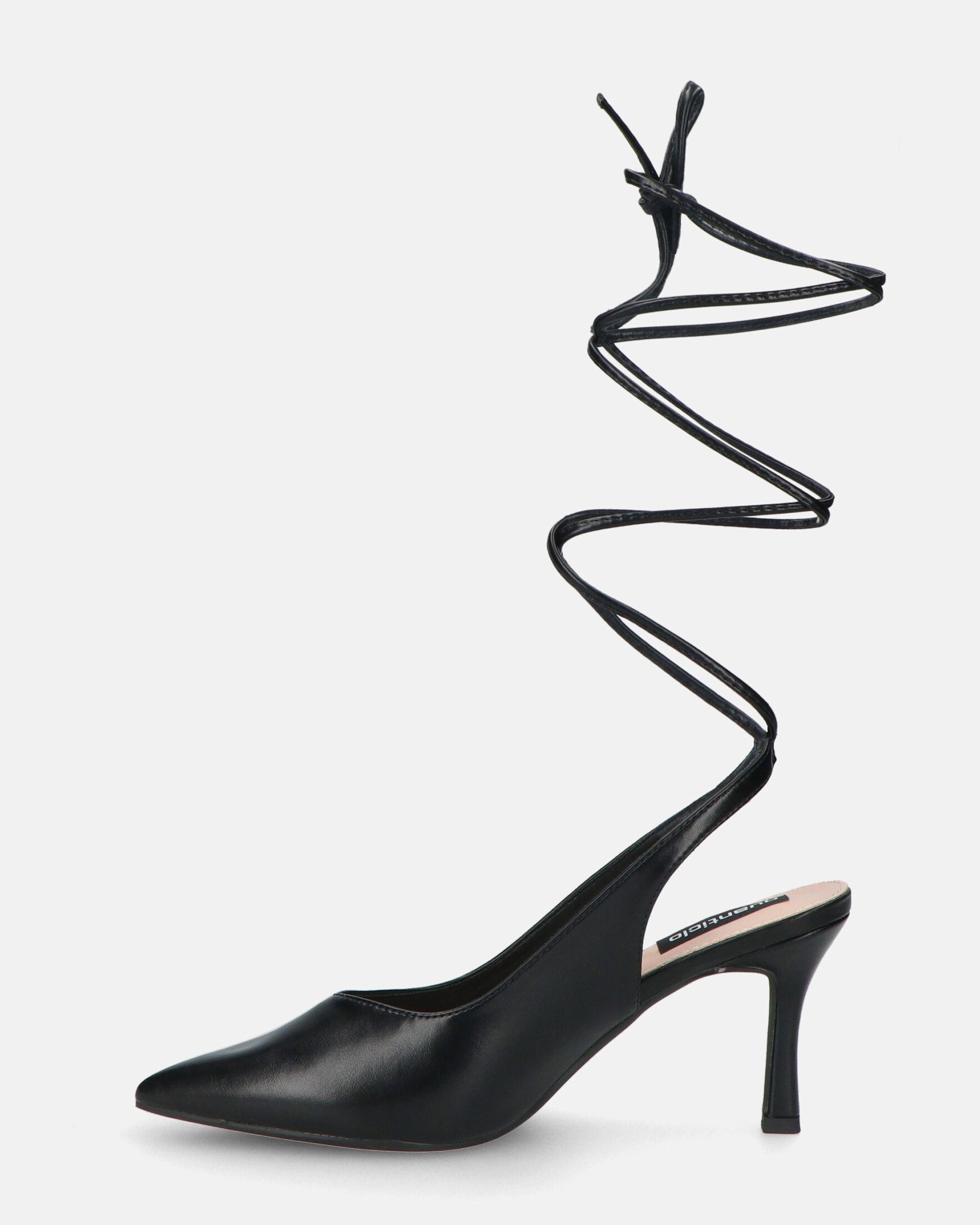 DOROTY - tacchi a spillo in ecopelle nera con lacci