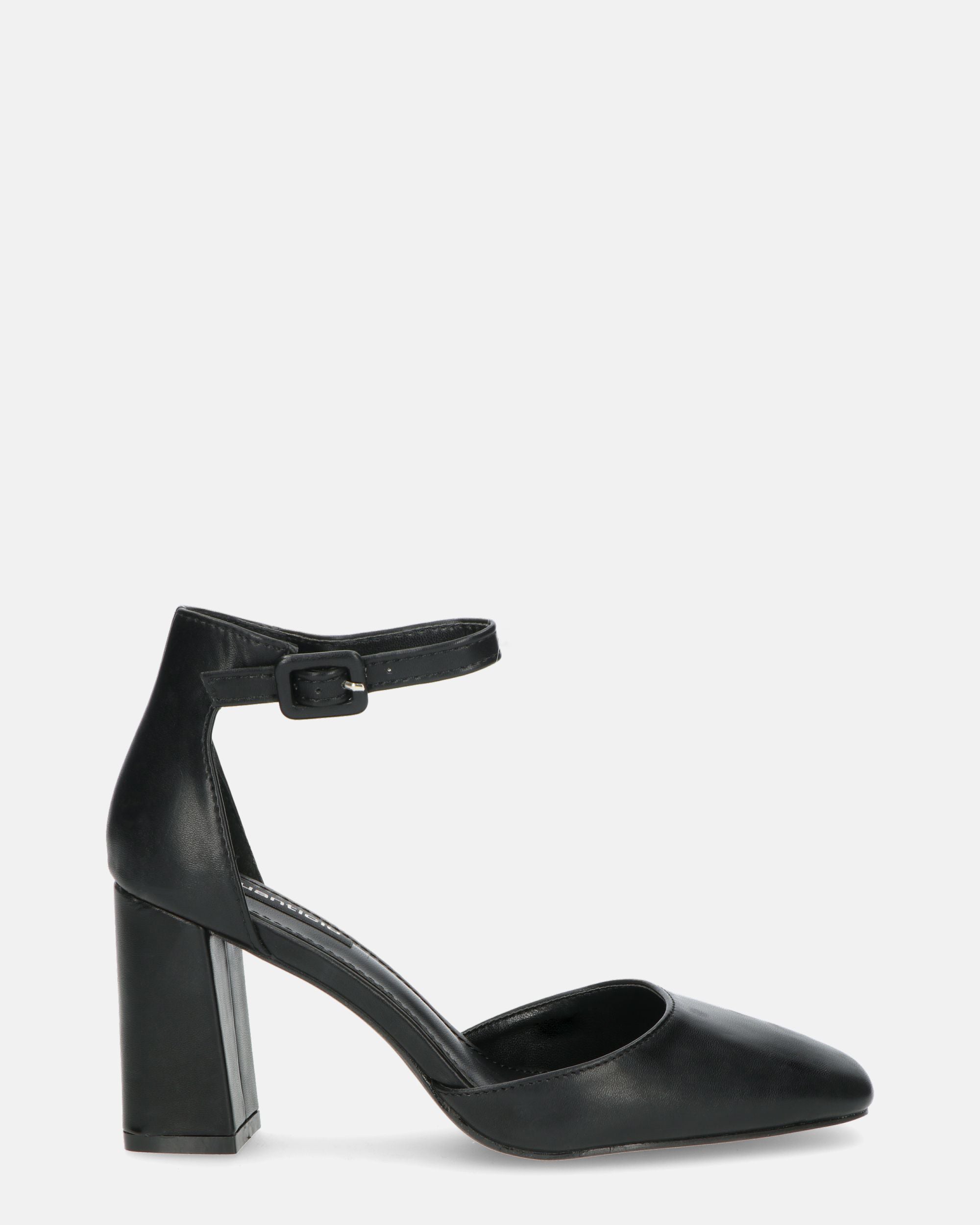 POLINA - scarpe nere con tacco e cinturino