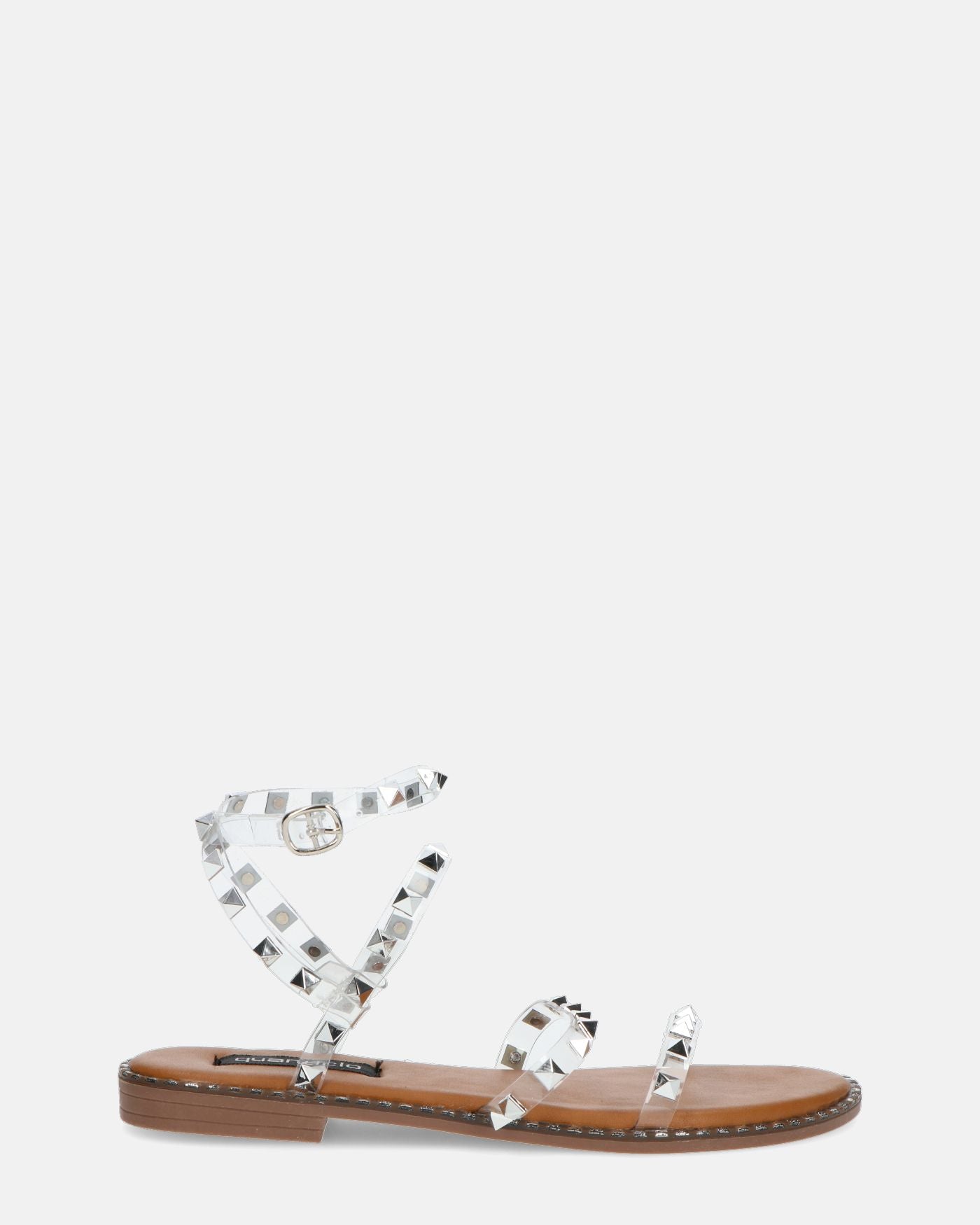 RAJA - sandali con borchie con perspex trasparente e suola beige