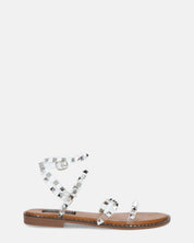RAJA - sandali con borchie con perspex trasparente e suola beige