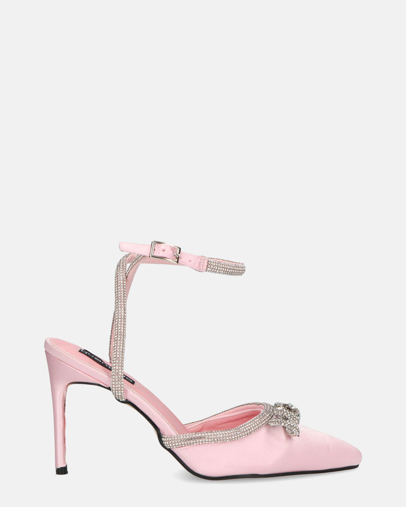 MARETA - scarpe con tacco rosa con brillantini e fiocco glitter