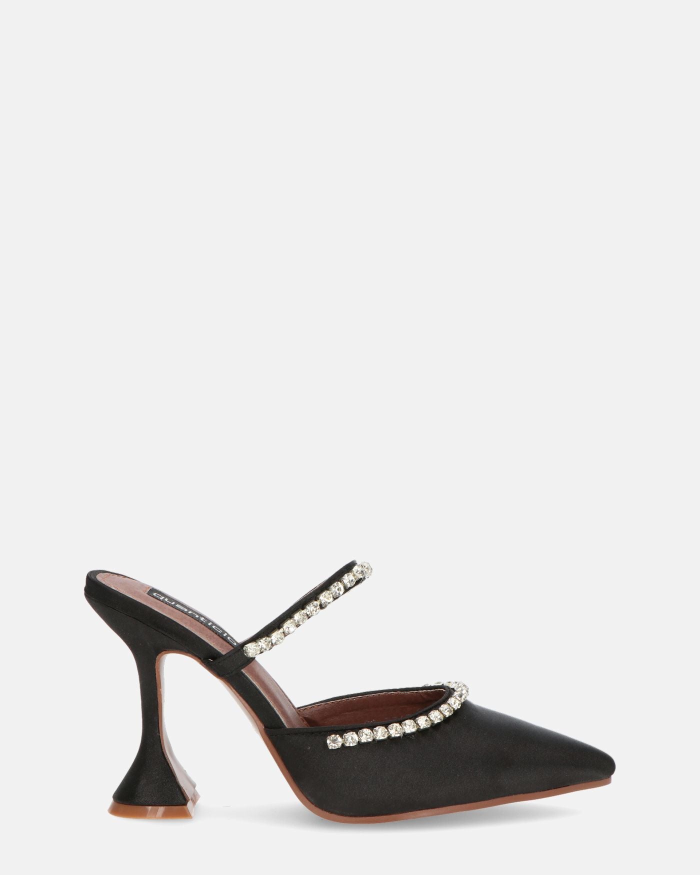 PERAL - scarpa con tacco in nero lycra con gemme