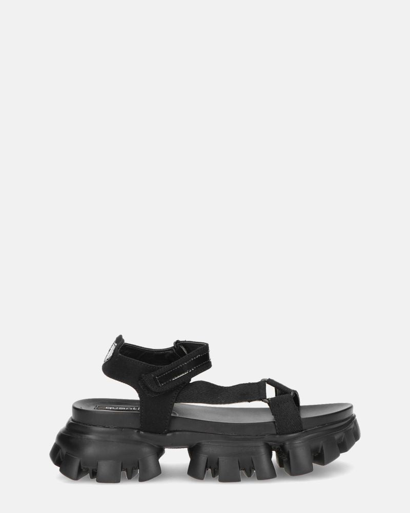 JENNY - sandali neri con chiusura in velcro