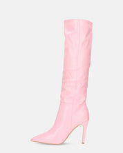 LOLY - stivale con tacco in pitonato rosa