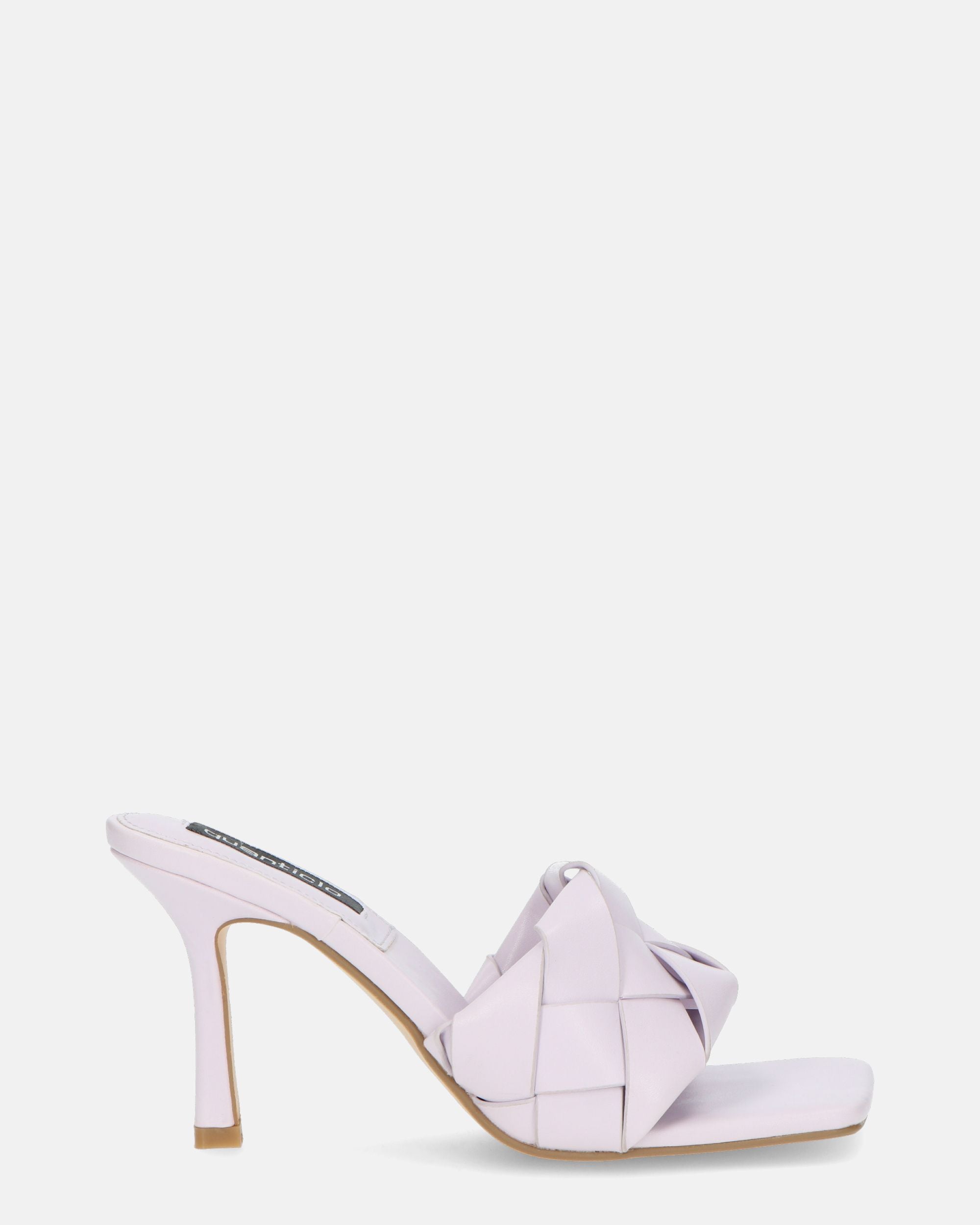 ENRICA - sandale en cuir tressé violet avec talon